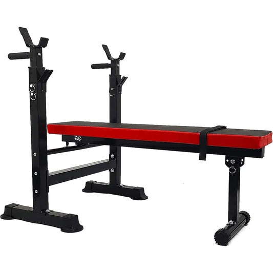 Adjustable Weight Bench with Squat Rack, Home Gym Strength Workout Station